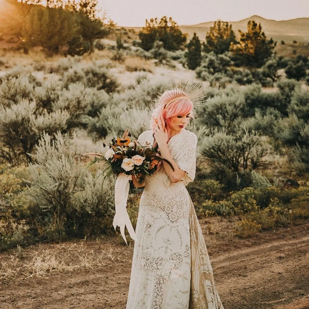 Gold Halo Crown Headpiece - Picture 4 of 6